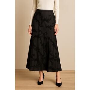 Lena Gabrielle New York Black Embroidered Maxi Skirt Size 4 Evening Formal Boho